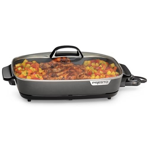 Presto! Presto 06858 16-Inch Slimline Electric Skillet with Glass Cover - Nonstick, Adjustable Temperature, Black - Image 1