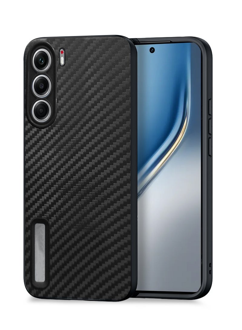 Wtech Tecno Camon 40 4G 2025 Liquid Silicone Carbon Fiber Texture Case Cover (MCFPSN) - Black - Image 1