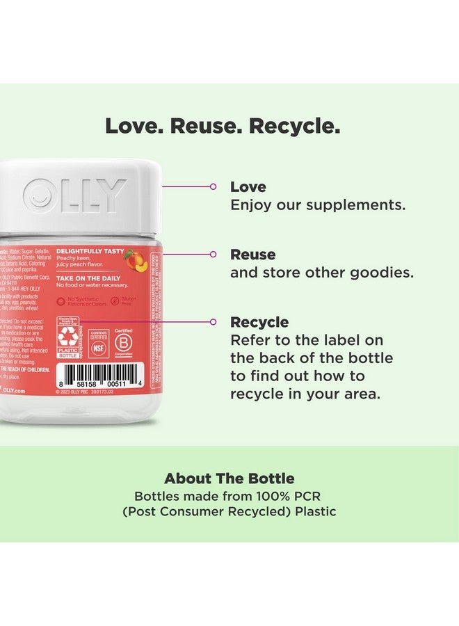 OLLY Probiotic + Prebiotic Gummy, Digestive Support and Gut Health, 500 Million CFUs, Fiber, Adult Chewable Supplement for Men and Women, Peach, 60 Day Supply - 60 Count - Image 4