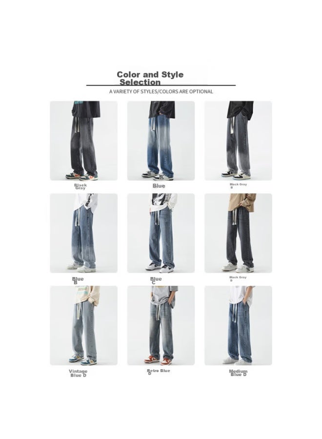 Homlean American-style Jeans For Men, Autumn And Winter Street Fashion, Retro Loose High Street Trousers, Ss506, Dark Gray, Size L - Image 2