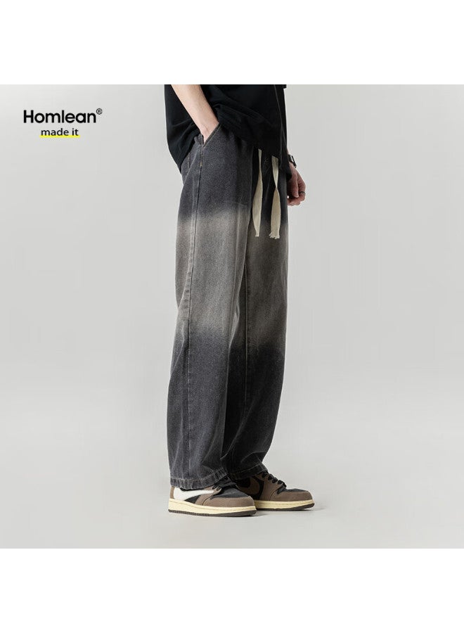 Homlean American-style Jeans For Men, Autumn And Winter Street Fashion, Retro Loose High Street Trousers, Ss506, Dark Gray, Size L - Image 5