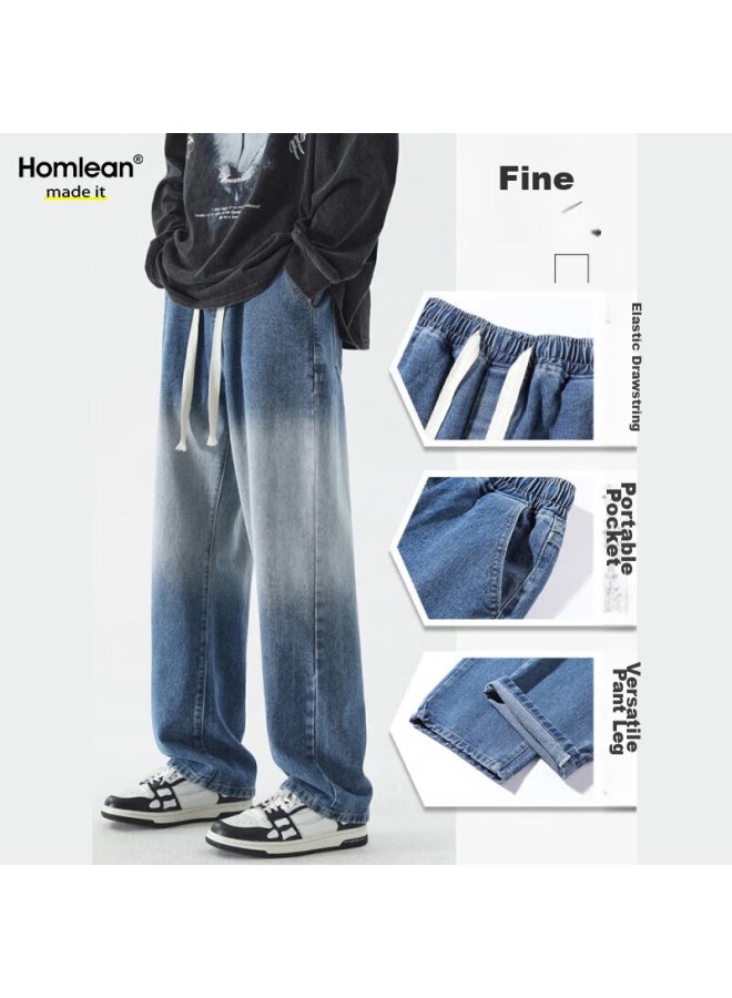 Homlean American-style Jeans For Men, Autumn And Winter Street Fashion, Retro Loose High Street Trousers, Ss506, Dark Gray, Size L - Image 1