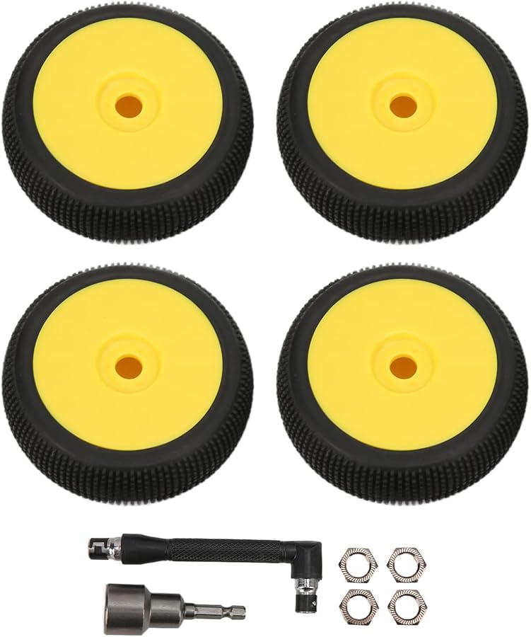 Yellow 1 8 RC Off Road Car Tires And Wheels 4PCS 17mm Hex High Wear Resistance For Harsh Roads - Image 1