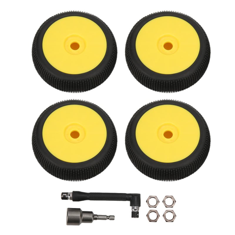 Yellow 1 8 RC Off Road Car Tires And Wheels 4PCS 17mm Hex High Wear Resistance For Harsh Roads - Image 2