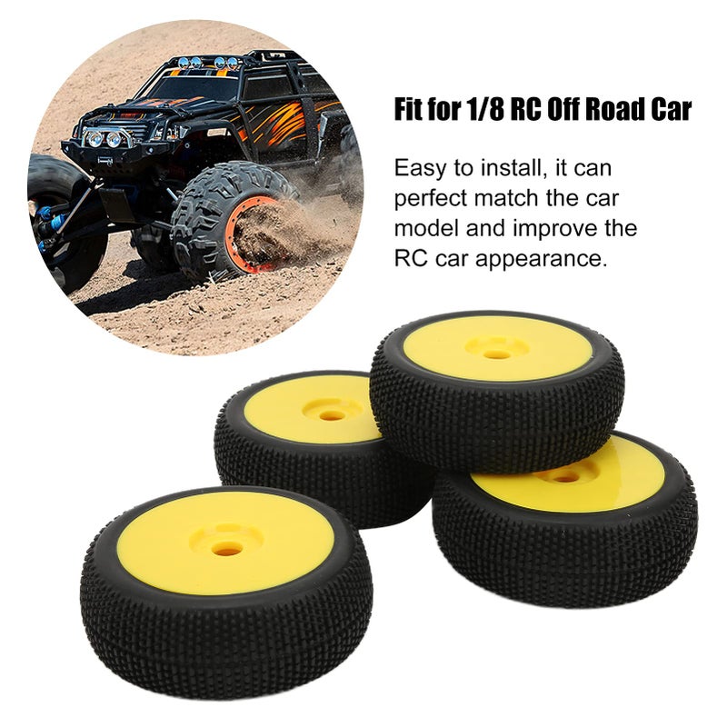 Yellow 1 8 RC Off Road Car Tires And Wheels 4PCS 17mm Hex High Wear Resistance For Harsh Roads - Image 5