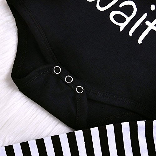 Besokuse Baby Unisex Worth The Wait Arrow Printed Romper Striped Pant Hat Outfit Clothes (Black, Newborn) - Image 5