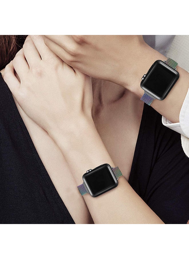 O Ozone - Slim Milanese Loop Strap For Apple Watch Series 10 9 8 7 6 5 4 SE, 38/40/41/42mm Stainless Steel Magnetic Wristband -Black/Sliver - Image 1