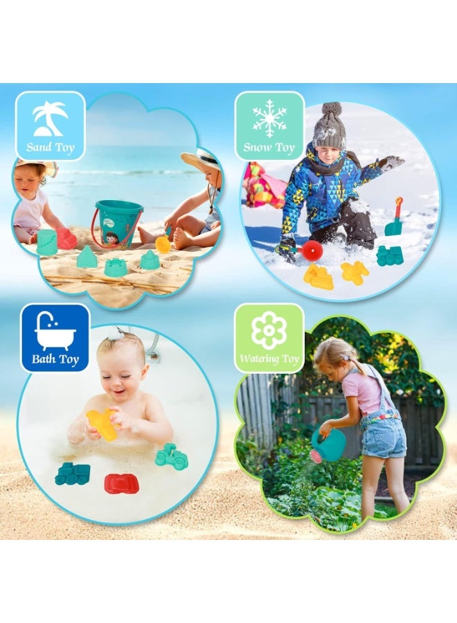 Beach Toys Set for Kids, 18 Pcs Sand Toys with Buckets, Watering Cans, Shovels, Rakes, Castle, Digger, Car Molds and Reusable Mesh Bag, Outdoor Fun Sand Tools for Toddler Children Boys Girls - Image 4