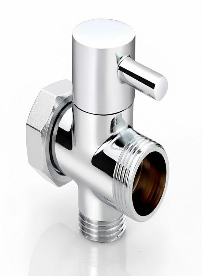 Kamal Full Brass Tee Diverter Wall Mixer Angle Cock Faucet with Wall Flange | Wall Mount Installation Type - Silver (Pack of 1) - Image 1