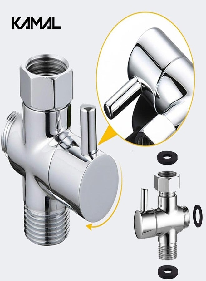 Kamal Full Brass Tee Diverter Wall Mixer Angle Cock Faucet with Wall Flange | Wall Mount Installation Type - Silver (Pack of 1) - Image 4