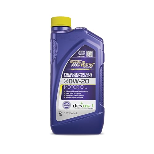 Royal Purple زيت محرك صناعي عالي الأداء SAE 0W-20 من رويال بيربل (06020-6PK) - 1 لتر، (علبة من 6) - Image 1