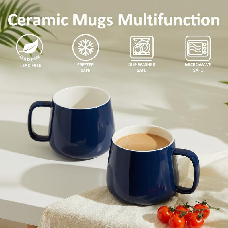 Teocera 16Oz Ceramic Coffee Mugs Set Of 4 - Stackable Latte Cups  Microwave  Dishwasher & Oven Safe - Ideal For Coffee  Cappuccino  Hot Chocolate  Housewarming Gifts  Dark Blue - Image 4