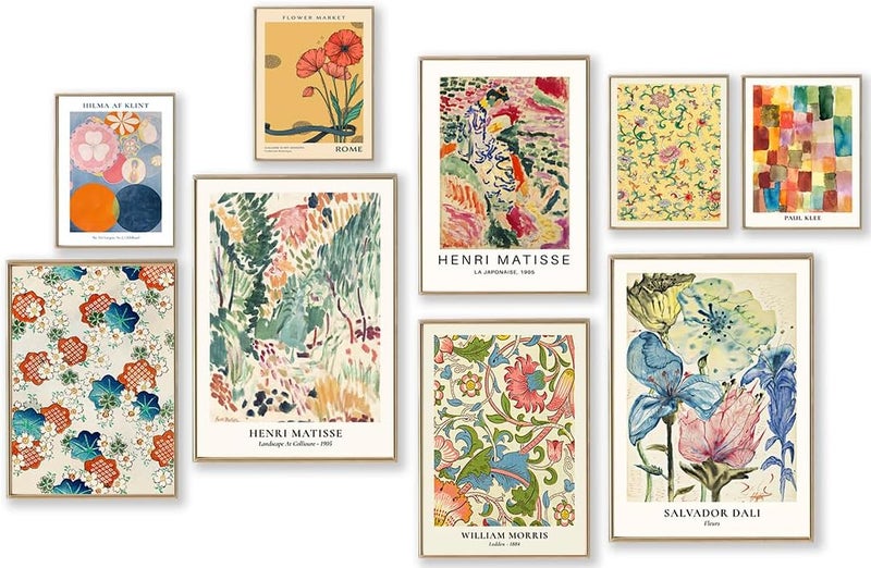 ARS Vintage Eclectic Wall Art Prints Set of 9, Abstract Eclectic Wall Decor Matisse William Morris Van Gogh Monet Maximalist Famous Artist Painting Pictures, Trendy Maximalism Poster for Aesthetic Size-11x14 inch - Image 1