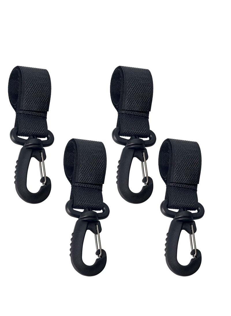 SYOSI Stroller Hooks Buggy Clips 4Pcs ABS Stroller Hooks Carabiner Hook Stroller Organizer Hook Clip Convenient Stroller Accessories Bag Hooks for Hanging Diaper Bags Purse 360 degree Rotation - Image 1
