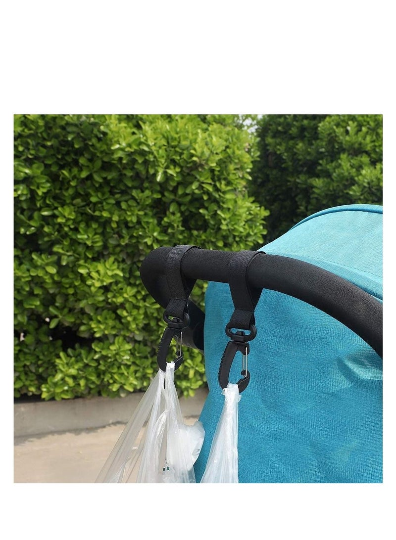 SYOSI Stroller Hooks Buggy Clips 4Pcs ABS Stroller Hooks Carabiner Hook Stroller Organizer Hook Clip Convenient Stroller Accessories Bag Hooks for Hanging Diaper Bags Purse 360 degree Rotation - Image 2
