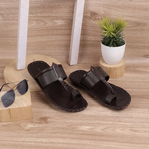 Mochi Men Brown Synthetic Leather Kolhapuri Chappal UK/7 EU/41 (16-955) - Image 2