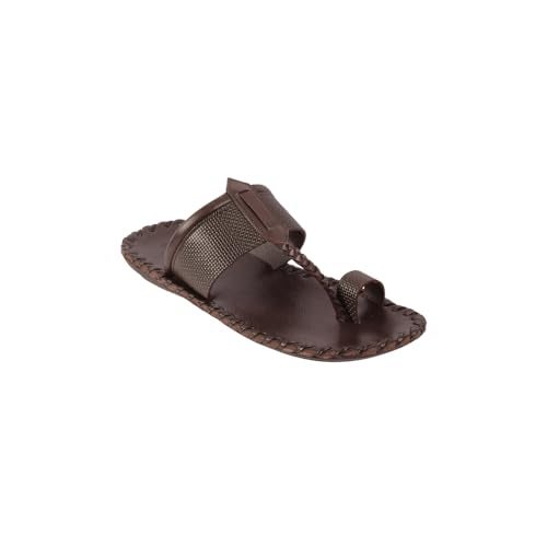Mochi Men Brown Synthetic Leather Kolhapuri Chappal UK/7 EU/41 (16-955) - Image 3