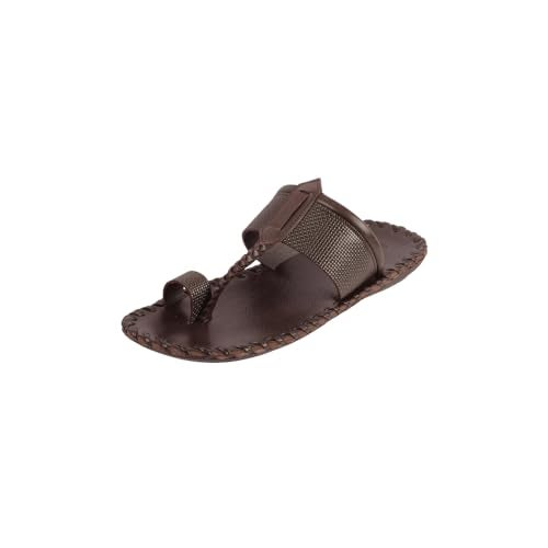 Mochi Men Brown Synthetic Leather Kolhapuri Chappal UK/7 EU/41 (16-955) - Image 1