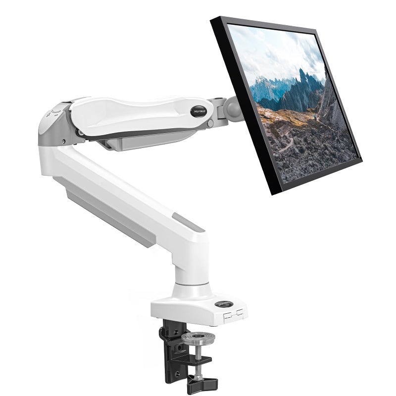 HUANUO Single Monitor Mount, 13 to 32 Inch Gas Spring Monitor Arm, Adjustable Stand, Vesa Mount with Clamp and Grommet Base - Fits 4.4 to 19.8lbs LCD Computer Monitors - Image 1