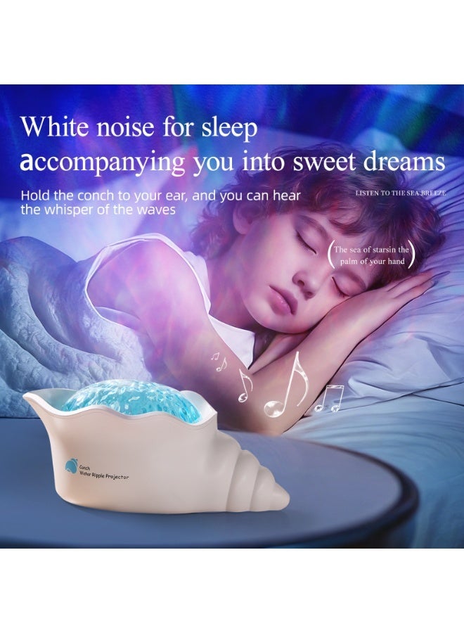 TANMASHI Conch Ocean Wave Projector with 5 White Noise Sounds, 2000mAh Battery Kids Night Lights with 14 Colors, Rechargeable Night Light Projector for Kids Baby Bedroom, Starry Sky Lamp, Pearl White - Image 5