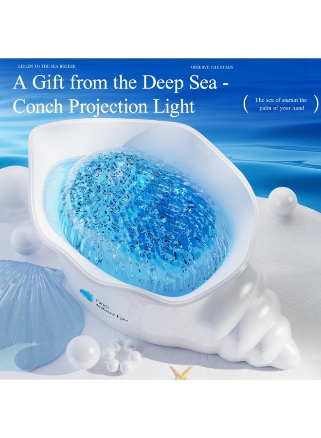 TANMASHI Conch Ocean Wave Projector with 5 White Noise Sounds, 2000mAh Battery Kids Night Lights with 14 Colors, Rechargeable Night Light Projector for Kids Baby Bedroom, Starry Sky Lamp, Pearl White - Image 1