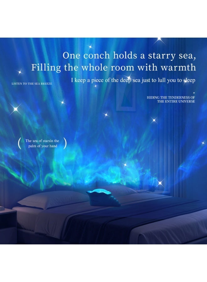 TANMASHI Conch Ocean Wave Projector with 5 White Noise Sounds, 2000mAh Battery Kids Night Lights with 14 Colors, Rechargeable Night Light Projector for Kids Baby Bedroom, Starry Sky Lamp, Pearl White - Image 2