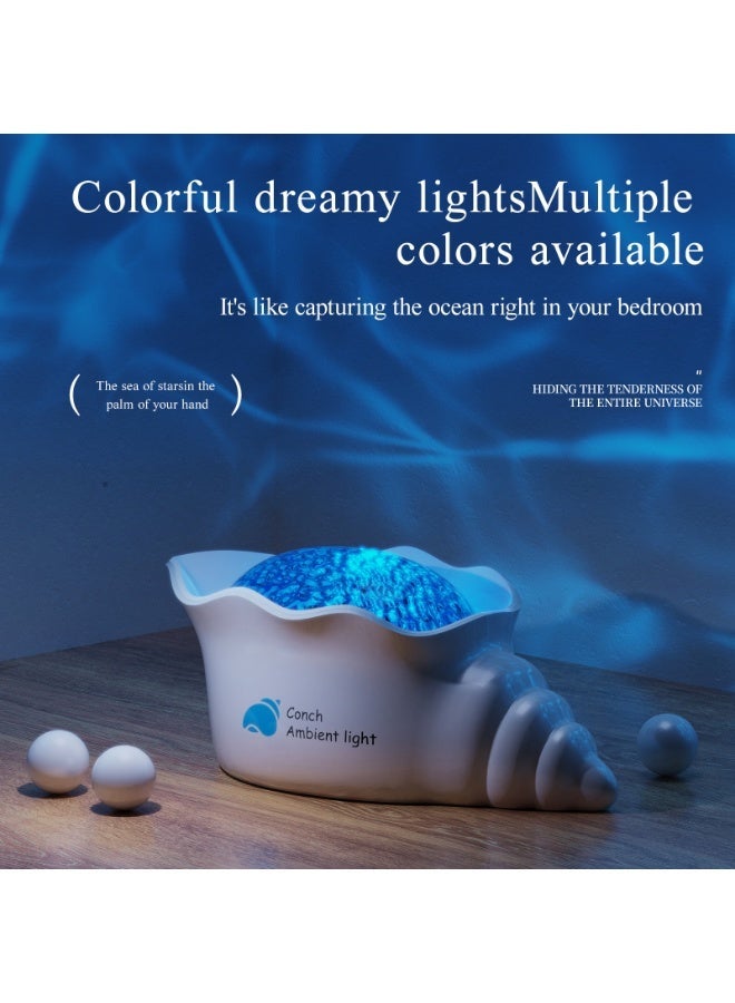 TANMASHI Conch Ocean Wave Projector with 5 White Noise Sounds, 2000mAh Battery Kids Night Lights with 14 Colors, Rechargeable Night Light Projector for Kids Baby Bedroom, Starry Sky Lamp, Pearl White - Image 4