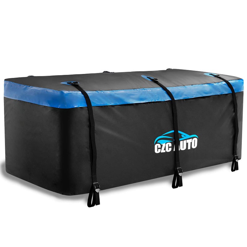 CZC AUTO Hitch Cargo Carrier Bag 20 cu ft WaterproofRainproofWeatherproof Cargo Traveling Bag for Car Truck SUV Vans Hitch Trays and Hitch Baskets Safe Steady Durable Soft Blue