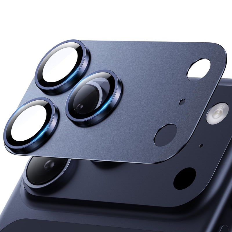 Hoerrye for iPhone 17 Pro Camera Lens Protector - [12FT Shatterproof Military Grade] [Strong Adsorption] Top 9H+ Tempered Glass Camera Screen Full Protective Cover Case Friendly,Deep Blue - Image 1