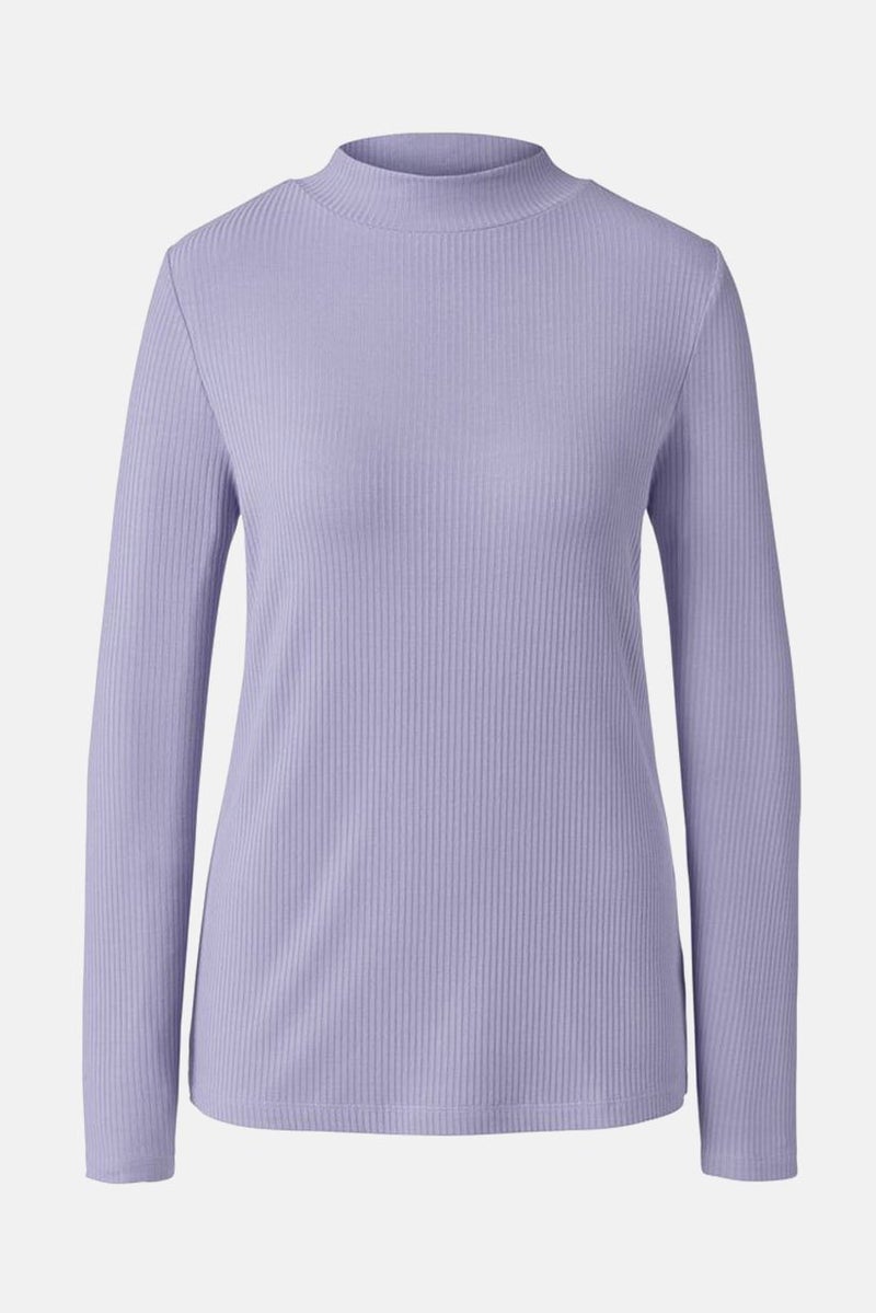 Tchibo Women Mock Neck Long Sleeve Ribbed Shirt, Lilac  - Image 3