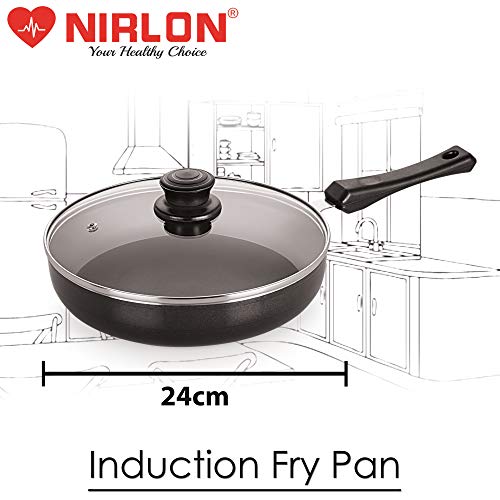 Nirlon Fry Pan with Glass Lid 24cm, Heat-Resistant Handle, Heavy Guage 3mm Thickness Aluminum 3-Layer Nonstick Coatings(Compatible with all Induction, Gas & stove)|IND_Range_Frying Pan24_Glass_Lid - Image 4