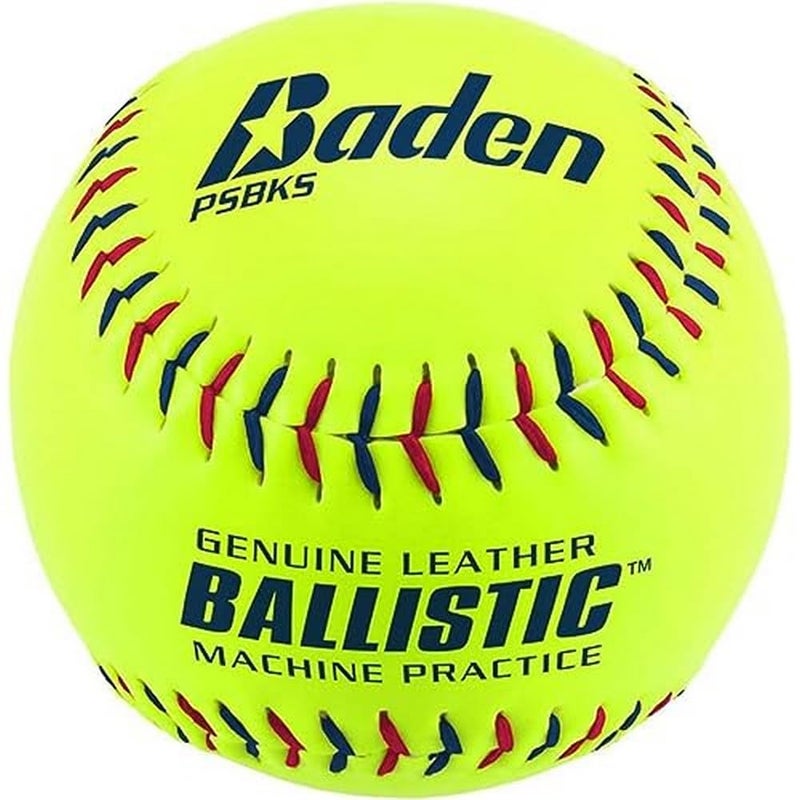 Baden Ballistic Leather Pitching Machine Softball 12 Reinforced Kevlar Seams for Added Durability Long Lasting Practice Softball One Dozen