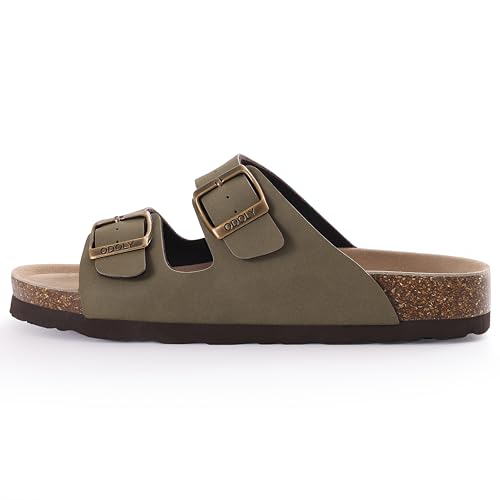 ODOLY Unisex Cork Footbed Slide Sandal, Arch Support Summer Outdoor Sandals with Adjustable Buckle for Women and Men, Almond Frost 37 (6.5-7 Women/5-5.5 Men) - Image 2