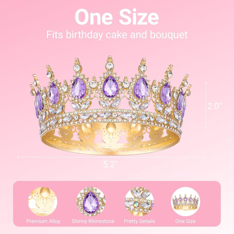 Papoopy Crown for Women, Queen Crown Tiara for Princess Party (Purple) - Image 2