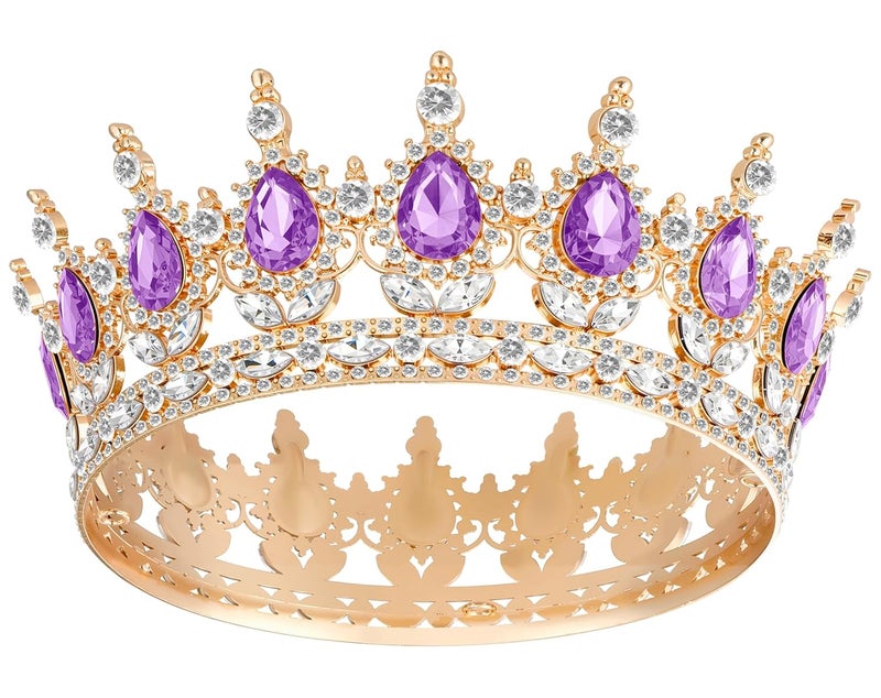Papoopy Crown for Women, Queen Crown Tiara for Princess Party (Purple) - Image 1