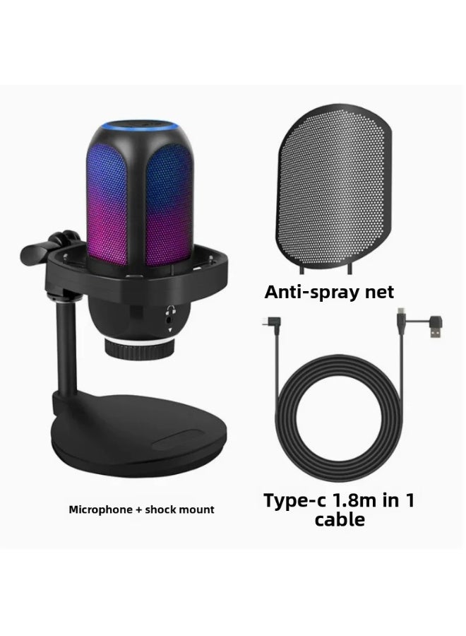 مجموعة ميكروفون مكثف ألعاب احترافية ZFSZ APK001 USB RGB مع حامل صدمات وفلتر بوب - Image 1