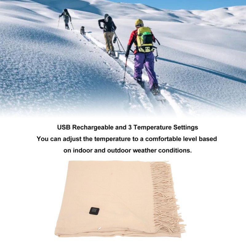 Heated Scarf with 3 Temperature Settings Zipper Pocket Fleece Neck Gaiter for Indoor Outdoor Khaki - Image 4