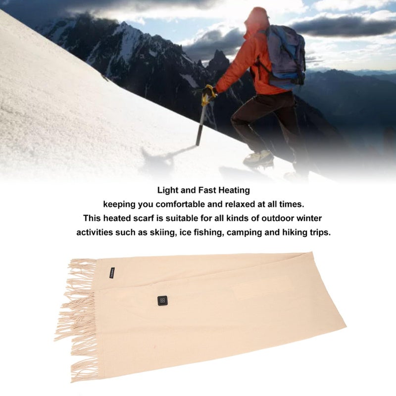 Heated Scarf with 3 Temperature Settings Zipper Pocket Fleece Neck Gaiter for Indoor Outdoor Khaki - Image 5