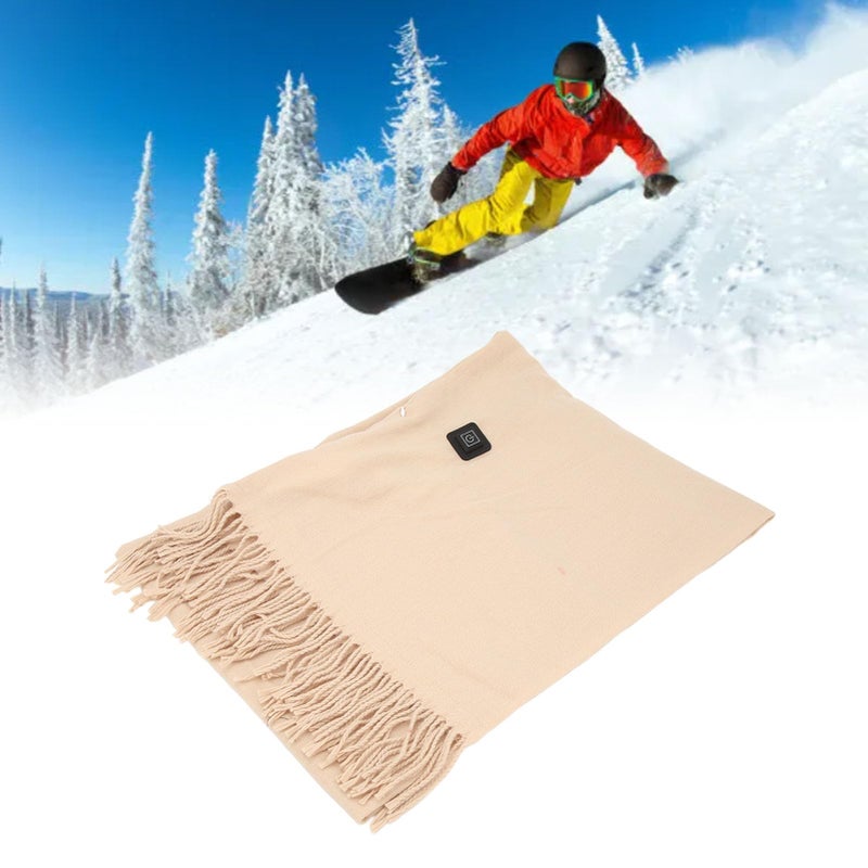 Heated Scarf with 3 Temperature Settings Zipper Pocket Fleece Neck Gaiter for Indoor Outdoor Khaki - Image 3