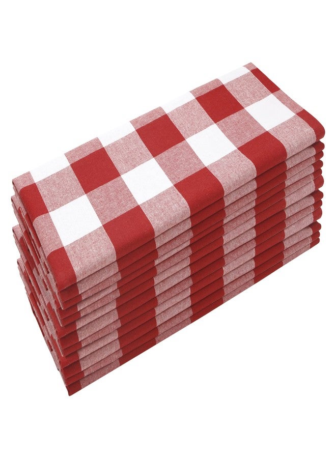 BETRIC Cotton Blend Buffalo Plaid Table Napkins (Set of 12), 20 x 20 Inch Washable Dinner Napkins, Buffalo Checks Cloth Napkins for Restaurant, Wedding, Holiday, Farmhouse，Red and White - Image 1