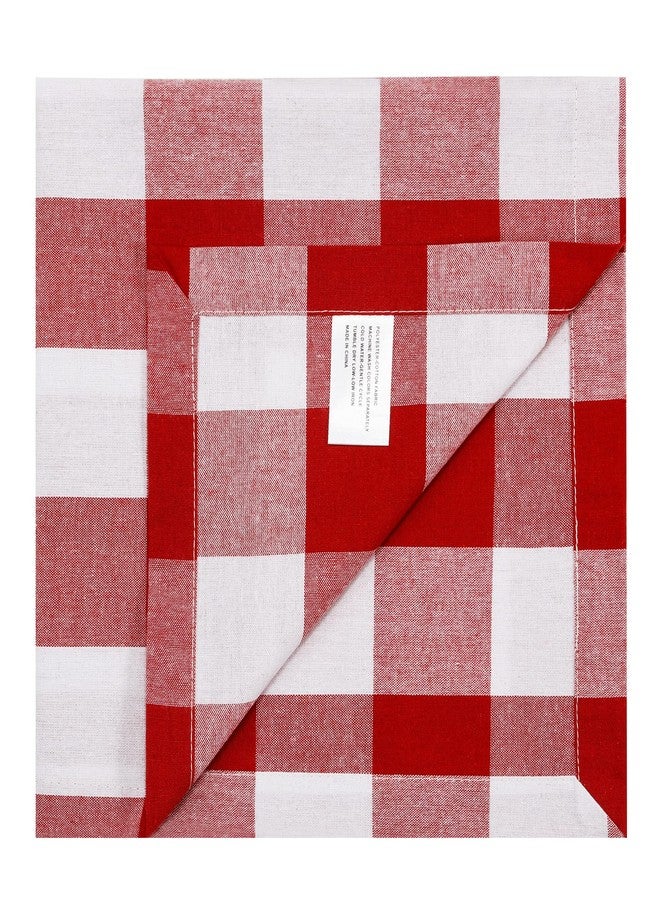 BETRIC Cotton Blend Buffalo Plaid Table Napkins (Set of 12), 20 x 20 Inch Washable Dinner Napkins, Buffalo Checks Cloth Napkins for Restaurant, Wedding, Holiday, Farmhouse，Red and White - Image 2