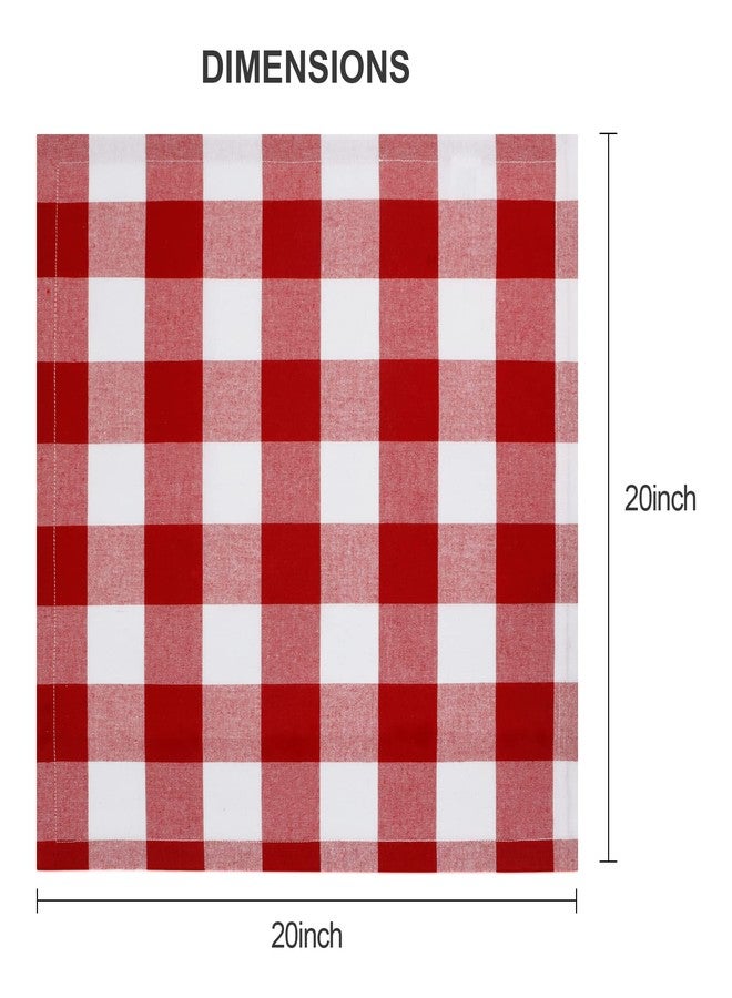 BETRIC Cotton Blend Buffalo Plaid Table Napkins (Set of 12), 20 x 20 Inch Washable Dinner Napkins, Buffalo Checks Cloth Napkins for Restaurant, Wedding, Holiday, Farmhouse，Red and White - Image 3