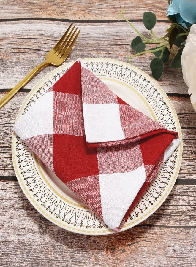 BETRIC Cotton Blend Buffalo Plaid Table Napkins (Set of 12), 20 x 20 Inch Washable Dinner Napkins, Buffalo Checks Cloth Napkins for Restaurant, Wedding, Holiday, Farmhouse，Red and White - Image 5