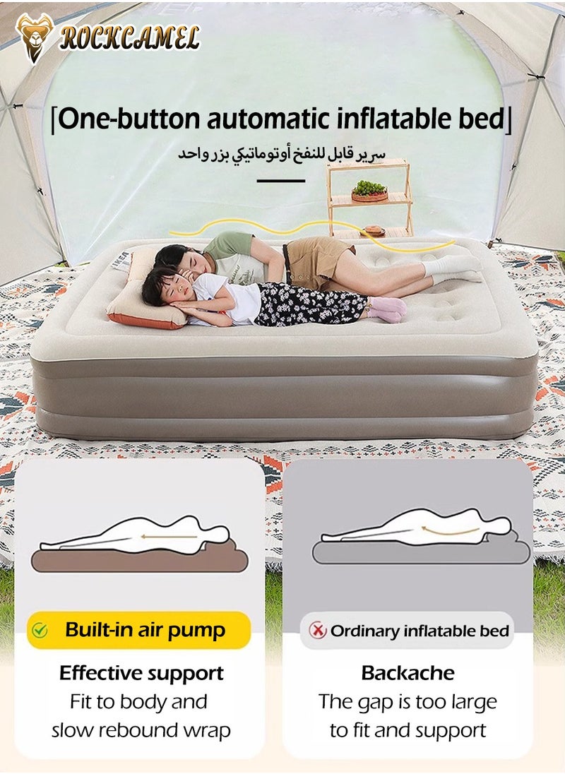 Double Self-Inflating Mattress, Portable Inflatable Bed With Built-In Air Pump, Can Be Inflated And Deflated Quickly, Ideal For Home, Guests, Camping, Travel, and Outdoor Use 198*152*40cm