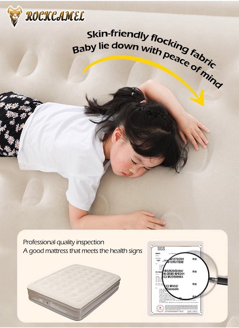 Double Self-Inflating Mattress, Portable Inflatable Bed With Built-In Air Pump, Can Be Inflated And Deflated Quickly, Ideal For Home, Guests, Camping, Travel, and Outdoor Use 198*152*40cm