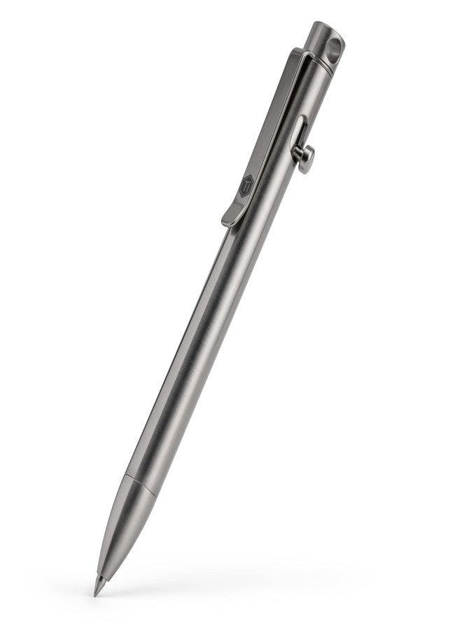 KeyUnity KP01ST Bolt Action EDC Pen with Clip, Titanium Pocket Ballpoint Pen for Everyday Carry (Polished) - Image 1