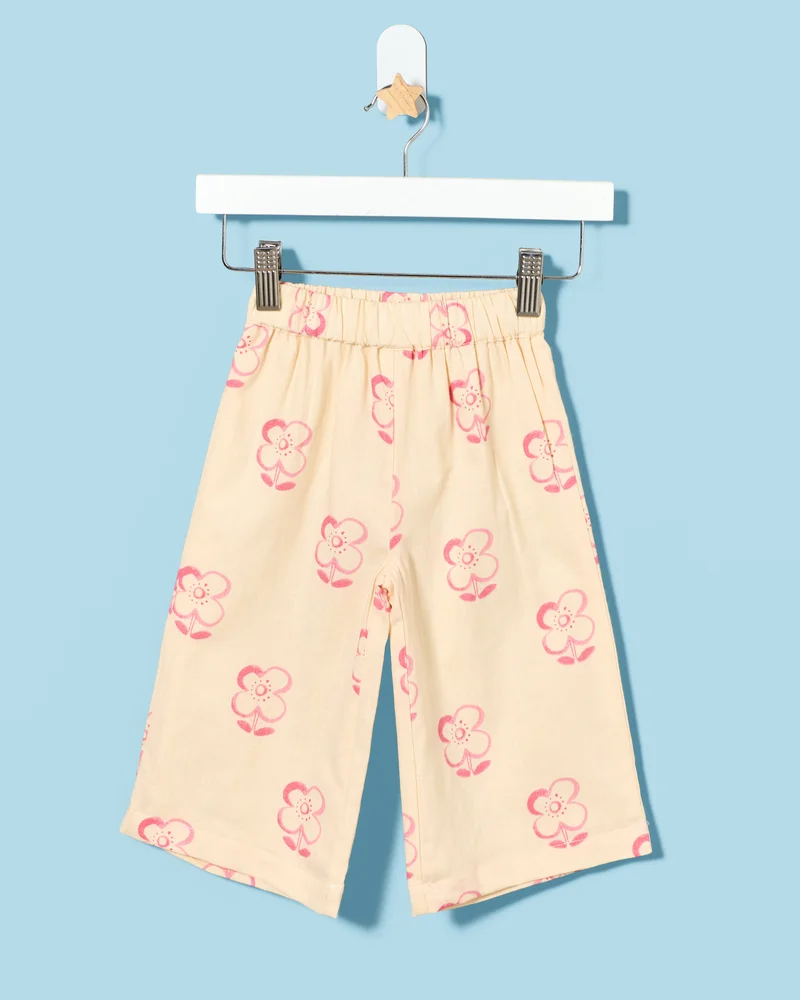 REDTAG Infant Girls Yellow Printed Trousers