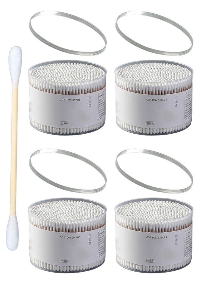 ZCM-HAPPY 2000 PCS Double-Headed Cotton Swabs - Disposable, Soft, Multipurpose for Ear Cleaning, Baby Care and Makeup Removal (Double Head Round)  - Image 1