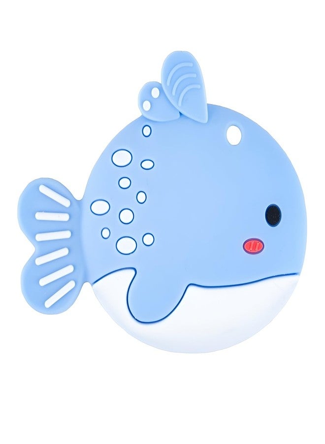 Rukan Teether 6-12 Months Soft Toys, Sensory Toys for Kids Textured Surface for Soothing Gums, BPA Free Fish (Blue) - Image 1
