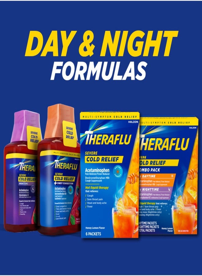 Theraflu Combo Nighttime Severe Cold Relief Syrup, Berry Flavor, 8.3 fl oz & Theraflu Daytime Severe Cold Relief Powder, Honey Lemon Flavor, 6 Ct - Image 4